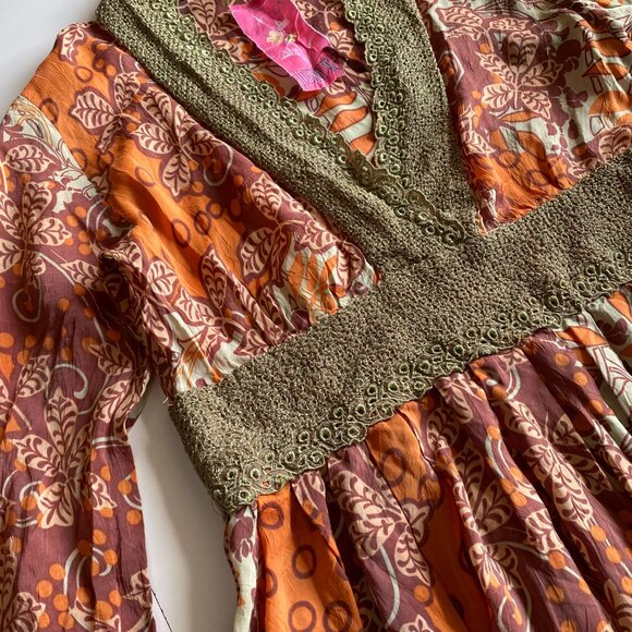 JOHNNY WAS Boho Floral Dress Size XS Long Sleeve Vintage-Inspired Retro Print - Picture 8 of 8